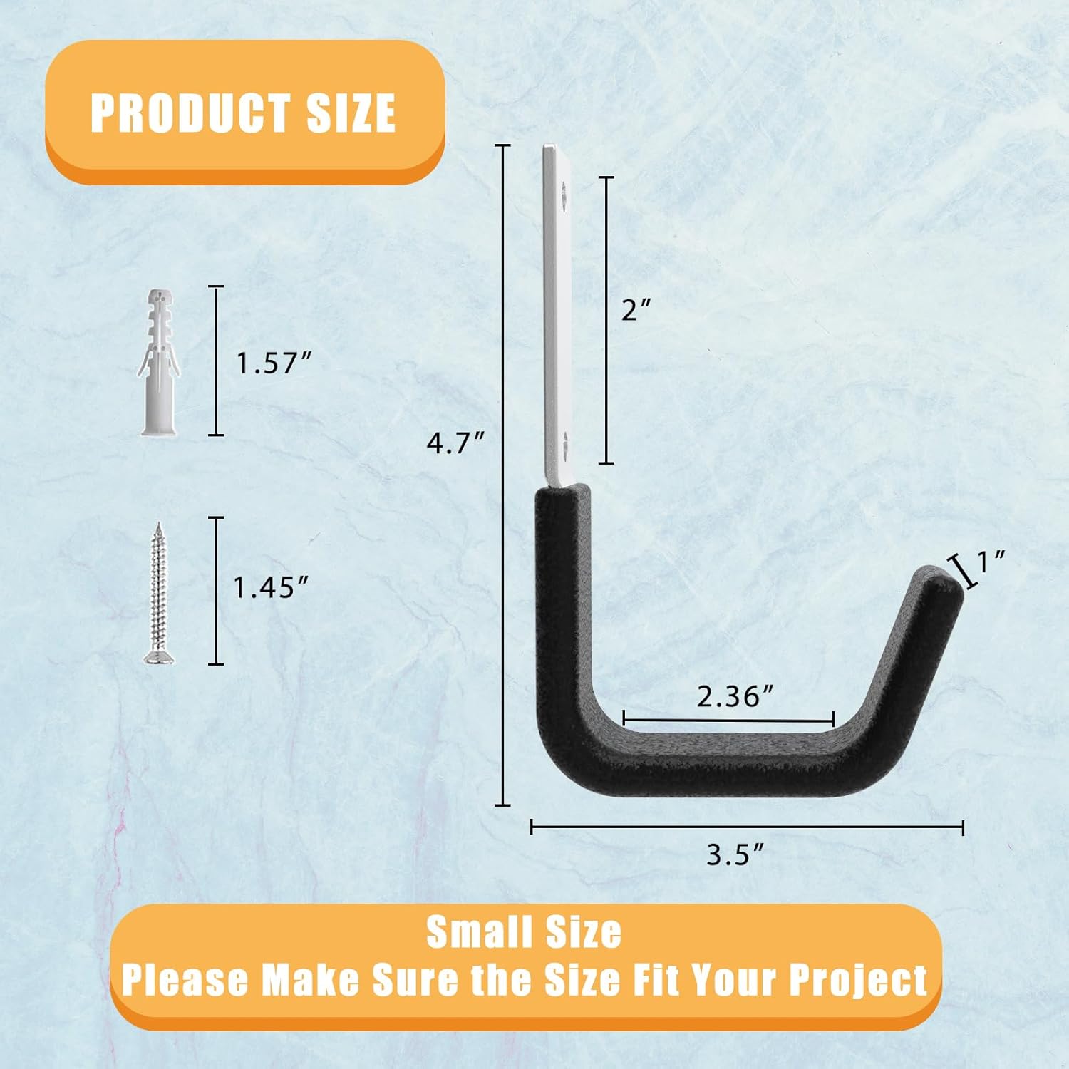 Heavy Duty Garage Utility Hooks - Wall Mount Multi-Use Storage Hooks for Hose, Bike, Chainsaw, Leaf Blower, Ladder Hanger (2 Small)-VerdiqueGarden