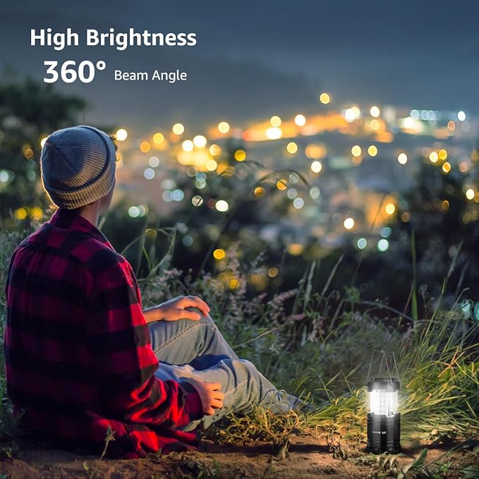 Lepro LED Camping Lanterns Battery Powered, Collapsible, IPX4 Water Resistant, Outdoor Portable Lights for Emergency, Hurricane, Storms and Outages-VerdiqueGarden