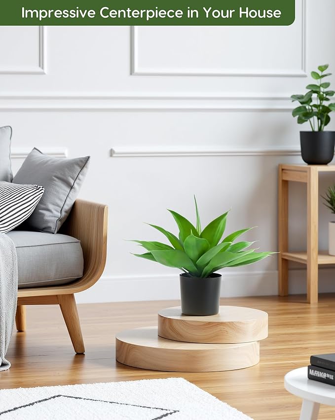 Velener Fake Agave with Black Pot, Artificial Plant Outdoor Agave - Fake Plants for Indoor and Outdoor Decor(16 Inch)-VerdiqueGarden