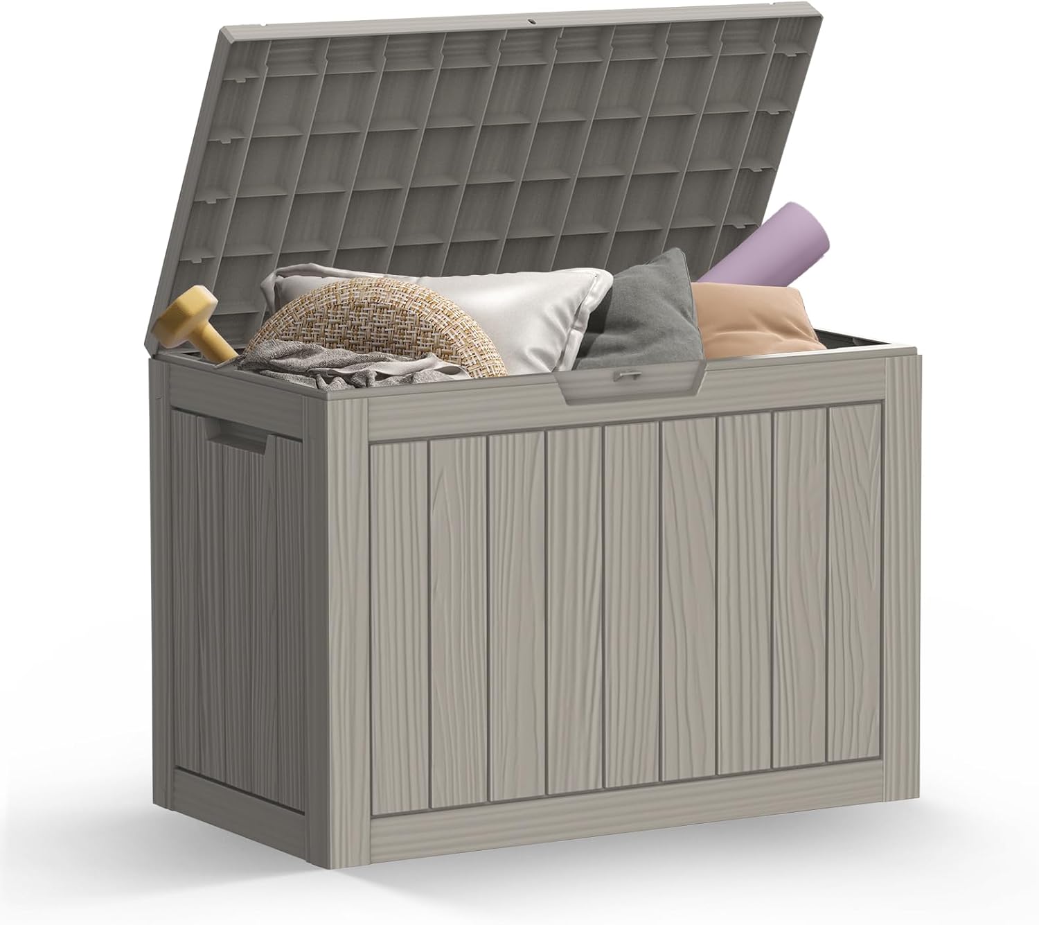 Mars Villa 45 Gallon Outdoor Storage Box, Resin Deck Box Waterproof, Storage Chest for Outside Patio Furniture Cushions, Pool Supplies, Garden Tools, UV Resistant and Weatherproof, Greige-VerdiqueGarden