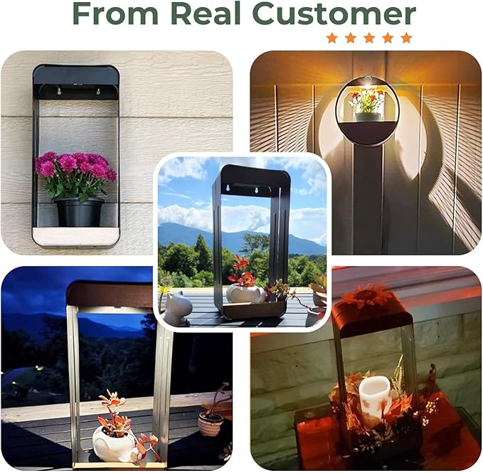 Grand patio Outdoor Leiden LED Solar Hexagon Wall Sconce Planter, with Dusk to Dawn Sensor Decor Wall Lighting for Garage Doorway Patio Yard, Cement Grey(S-Linear)-VerdiqueGarden