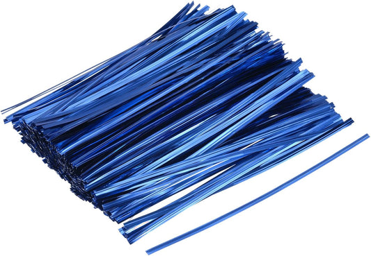 MECCANIXITY Foil Twist Ties 6" 15cm Metallic Plastic Closure Tie for Tying Bread, Candy, Cookies, Gift Bags Arts Crafts Ties Blue Pack of 750-VerdiqueGarden