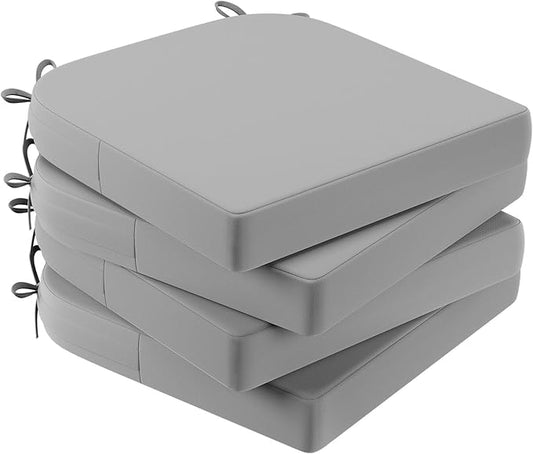 AAAAAcessories Outdoor Seat Cushions for Chairs, Waterproof, Fade-Resistant Patio Furniture Replacement Cushions, 17" x 16" x 2", Set of 4, Gray-VerdiqueGarden