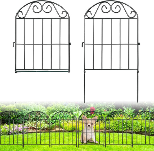 ADAVIN 20 Panels Collapsible Garden Fence Animal Barrier, 22 Ft(L) x 24 in(H) Black Rustproof Metal Wire Panel Border for Dogs Rabbits, Flower Edging for Landscape Patio Yard Outdoor Decor, Arched-VerdiqueGarden