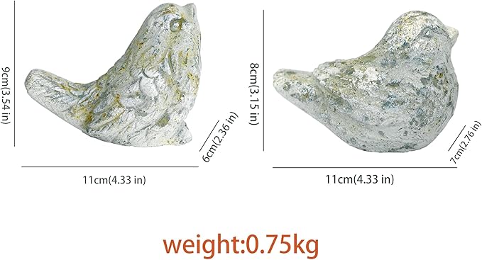 Outdoor Bird Statues Bird Decor Figurines for Home Cement Bird Sculpture for Patio Yard Lawn Ornament, 2style/Set,Indoor Outdoor Stone Bird Decorations Statue-VerdiqueGarden
