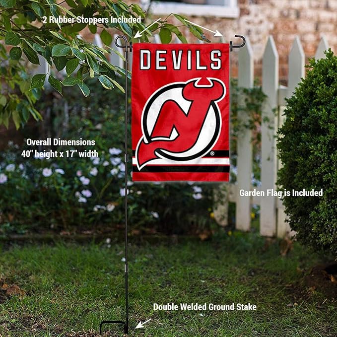 WinCraft New Jersey Devils Garden Flag with Pole Stand Holder-VerdiqueGarden