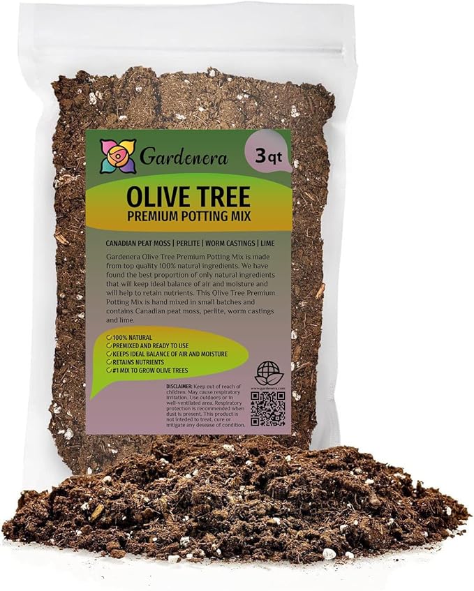 Premium Potting Mix for Olive Trees by Gardenera - Enhanced Growth and Nutrient Retention - 3 Quart-VerdiqueGarden