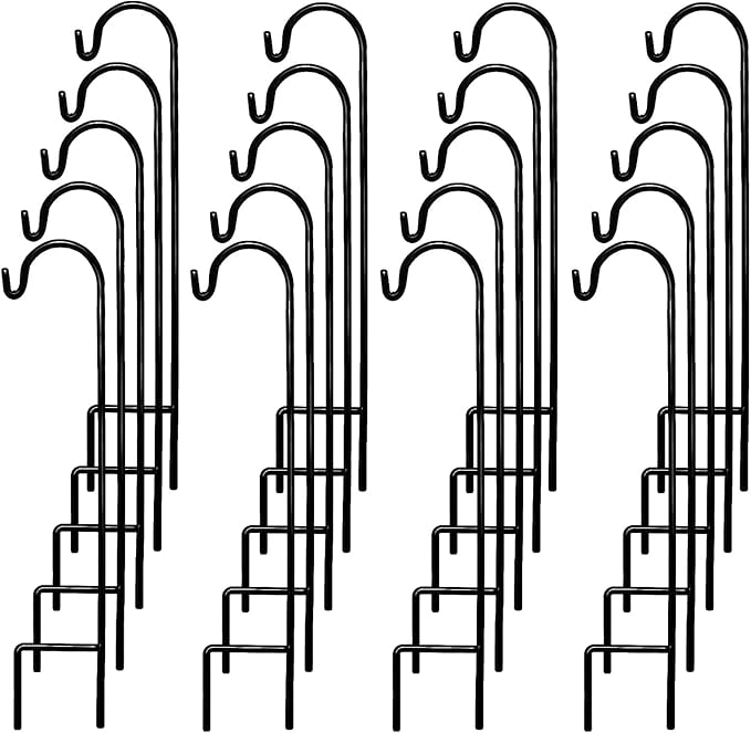 Ashman Shepherd's Hooks 35 Inch (20 Per Pack), Black, Made of Premium Metal for Hanging Solar Lights, Bird Feeders, Mason Jars, Christmas Lights, Lanterns, Garden Stakes and Wedding Décor.-VerdiqueGarden
