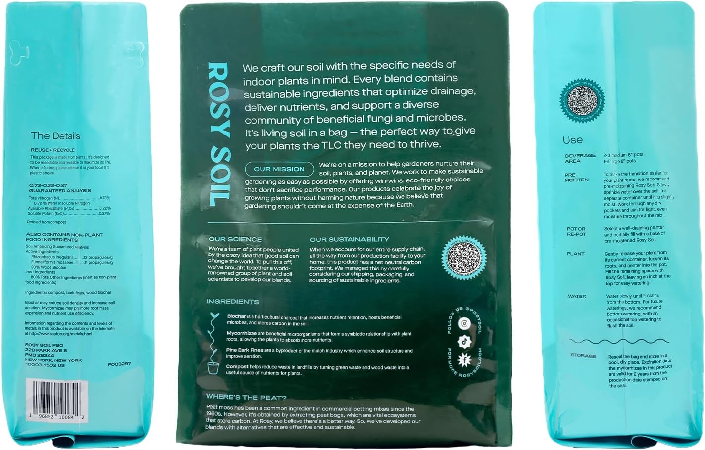 Rosy Soil Indoor Potting Soil for House Plants - Organic Potting Soil Mix for Indoor Plants - Enriched w/Root-Boosting Biochar for Foliage Plants, Flowers, Herbs - Peat Free, Less Prone to Gnats - 8qt-VerdiqueGarden