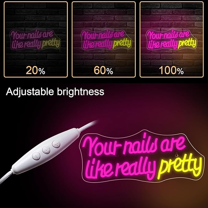 WLHOPE Your Nails Are Like Really Pretty Neon Sign, Nail Neon Signs for Wall Decor, Pink Led Signs USB Connectivity Nails Light Up Signs for Nails Shop Nails Salon Home Bar Girls Room Beauty Shop Nails Room-VerdiqueGarden