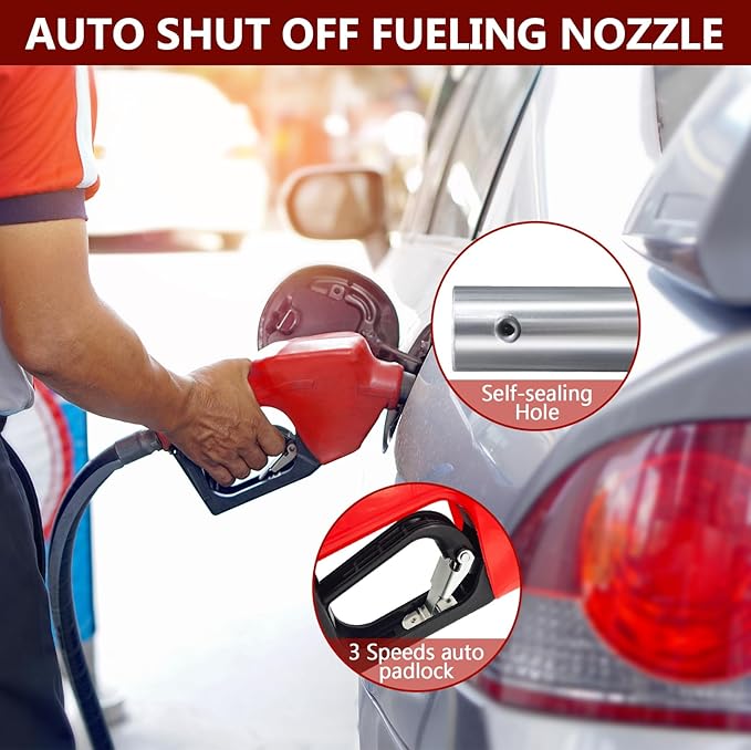 Fuel Hose Reel with Fueling Nozzle, 1" x 33FT Retractable Diesel Hose Reel, 300 PSI Industrial Heavy Duty Auto Swivel Rewind Hose Holder Reels, for Vehicle Tank Truck Trailer Ship-VerdiqueGarden