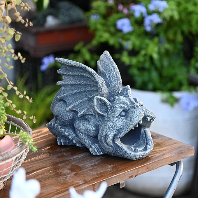 OwMell Gargoyle Gutter Guardian Downspout Statue, Garden Decorative Downspout Extension Statue Figurine, Gutter Guards for 3" x 4" Rain Downspout Splash Block, Downspout Extender Diverter-VerdiqueGarden