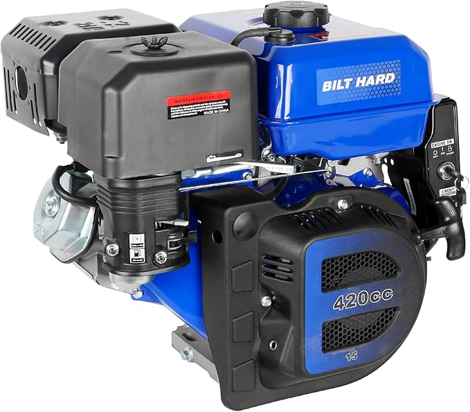 BILT HARD 420cc 15HP Gas Engine with Electric Start, Horizontal Shaft 4 Stroke OHV Gas Motor, Gas Powered Multi-Use Engine-VerdiqueGarden