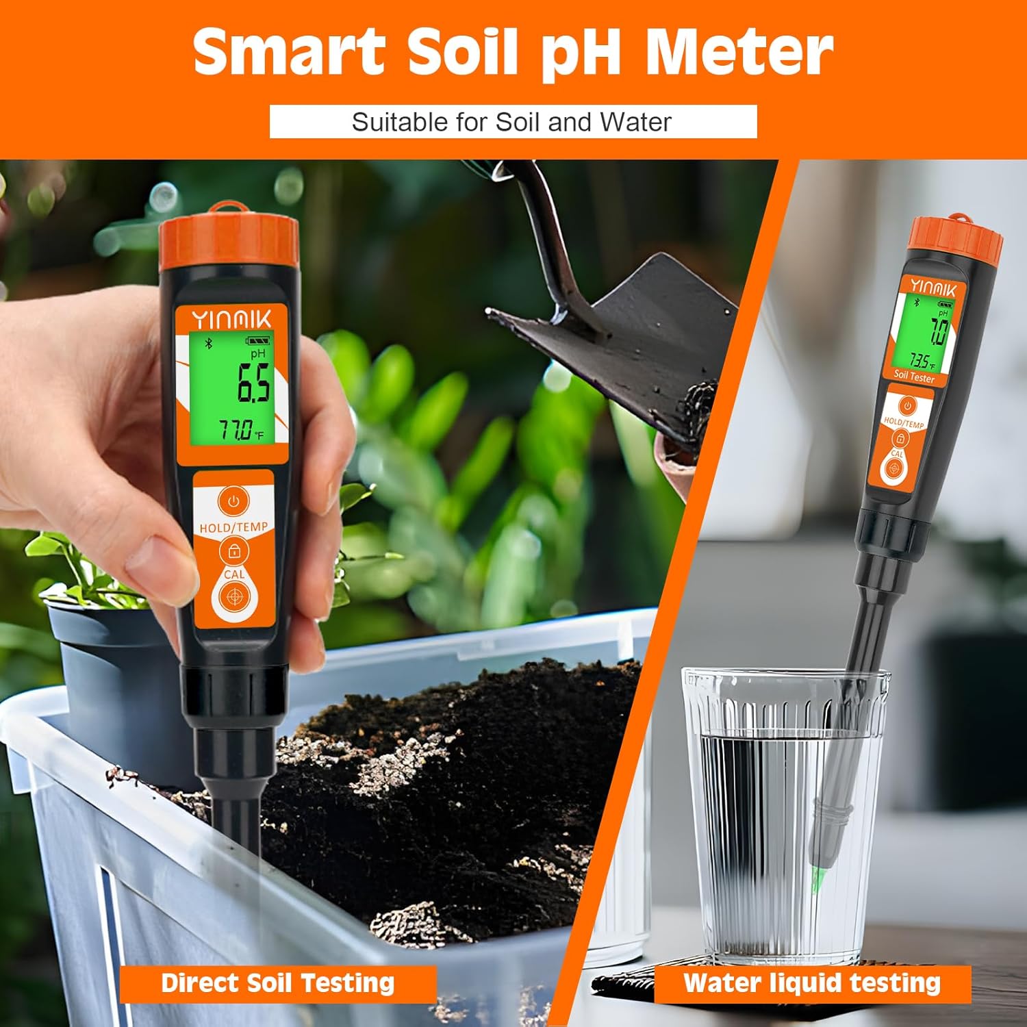 Digital pH Meter for Soil, Soil pH Tester for Potted Plants, Professional pH Reader for Soil and Water, Electronic Soil pH Test Kit for Garden, Lawn, Greenhouse, Indoor & Outdoor, Farming, Yard Use-VerdiqueGarden