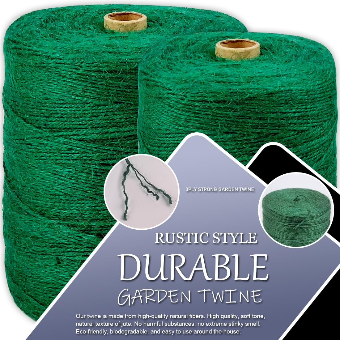 PerkHomy Garden Twine Strong Natural Jute 3,600 Feet Long Green Twine for Gardening Tomato Climbing Plant Tie Floristry Crafts Gift Wrapping Packing Decor (Green 2mm * 3600feet)-VerdiqueGarden