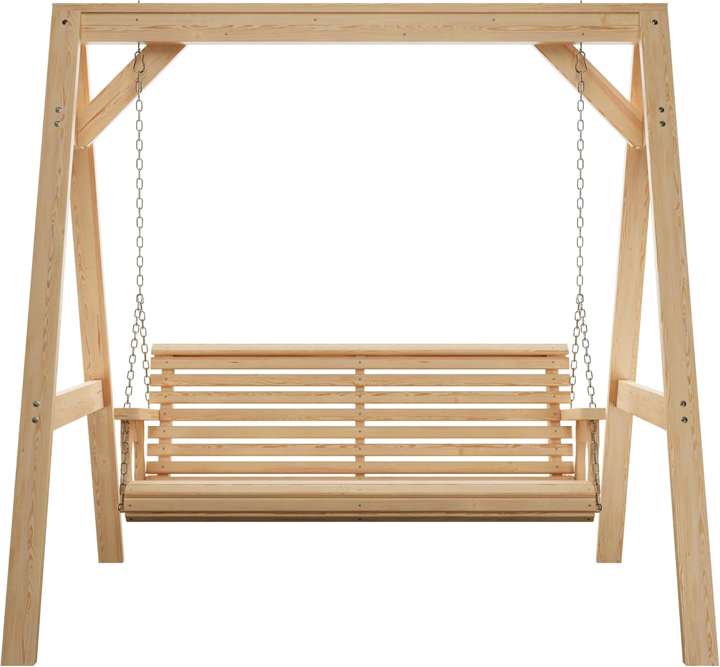 Amish Casual 4 Foot Roll Back Swing with A-Frame Stand in Unfinished - Freestanding Wood Porch Swing for Patio, Yard or Garden-VerdiqueGarden