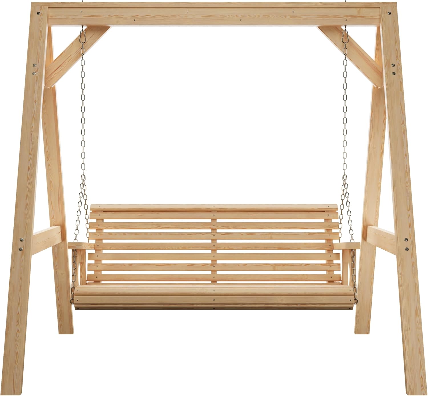 Amish Casual 4 Foot Roll Back Swing with A-Frame Stand in Unfinished - Freestanding Wood Porch Swing for Patio, Yard or Garden-VerdiqueGarden