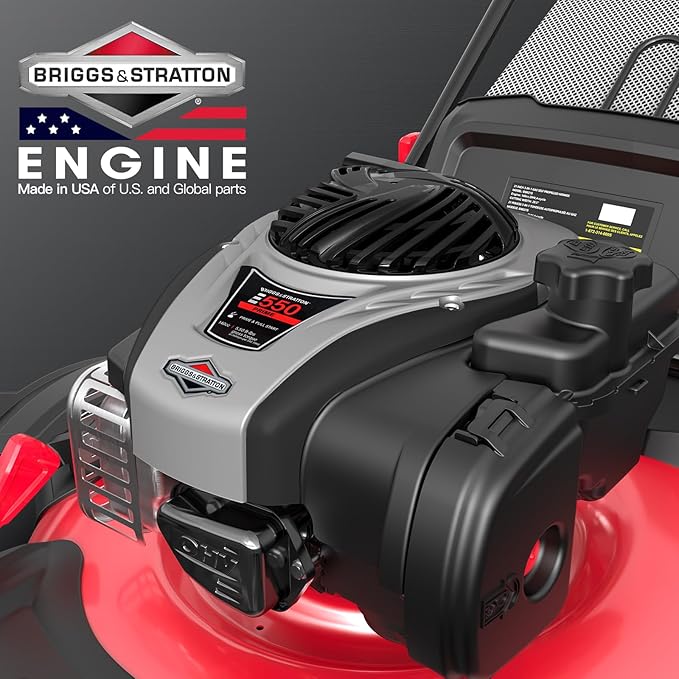 PowerSmart Gas Lawn Mower 21-inch with 140cc Briggs and Stratton E550 Engine, 3-in-1 Push Mower with Mulch, Bagger, Side-Discharge-VerdiqueGarden