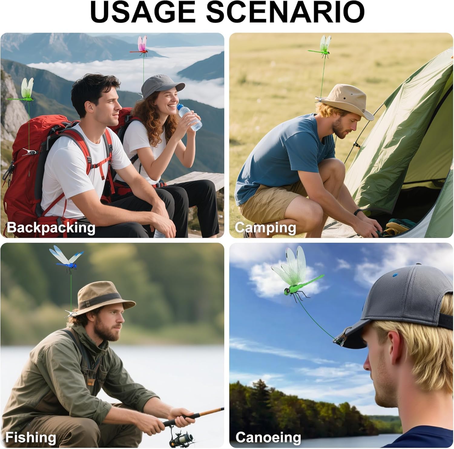 8pcs Dragonfly Hat Clip Realistic Fake Dragonflies Clip-On Garden Outdoor Decor Stakes Plastic Dragon Fly Clips Plant Decorations for Pots-VerdiqueGarden