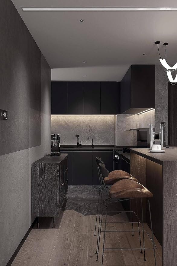 Dimoon 78.7''x15.7'' Black Skin Peel and Stick Wallpaper Contact Paper Modern Self Adhesive Wall Paper Removable Renter Friendly Textured Solid Color Cabinet Vinyl Roll (78.7''x15.7'',Black Skin)-VerdiqueGarden