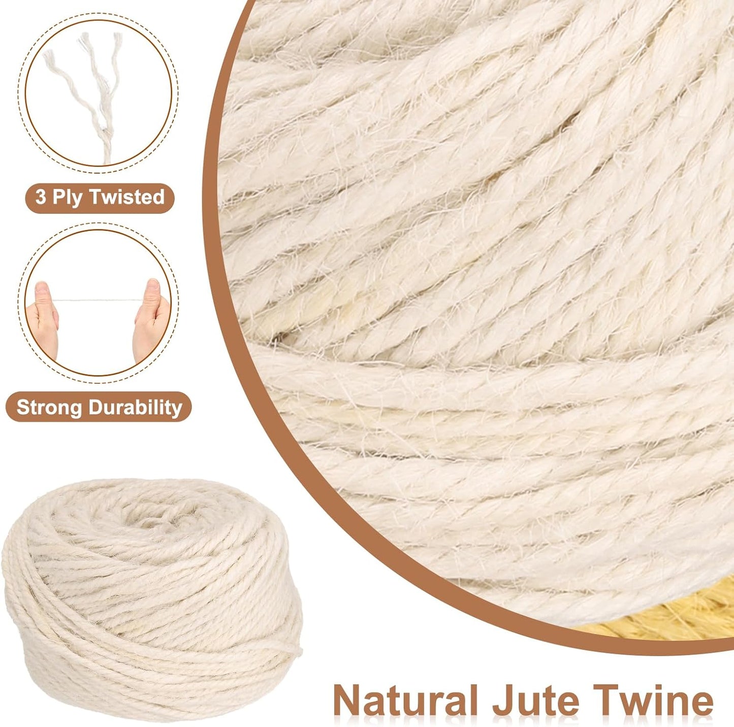 uxcell 164 Feet Natural Jute Twine String,3mm Thin Garden Twine Rope Colored Plant String Cord for DIY Art Crafts Gift Wrapping Decoration Packing Gardening Plant Hanger,White-VerdiqueGarden