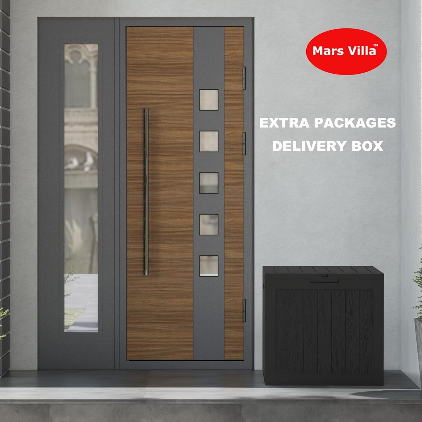 Mars Villa 31 Gallon Deck Box, Outdoor Storage Box Waterproof, Outside Resin Storage Bin for Outdoor Patio Furniture Cushions, Pool Supplies, Garden Tools, UV-Resistant and Weatherproof, Black-VerdiqueGarden