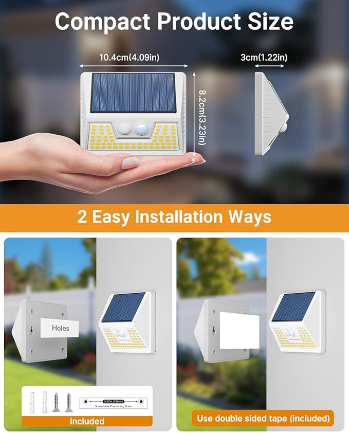 12 Pack Solar Lights Outdoor Motion Sensor, Waterproof Fence Lights with 3 Lighting Mode, Cool White LED Security Deck Lights for Outside Wall Yard Steps Stairs Garden - White-VerdiqueGarden
