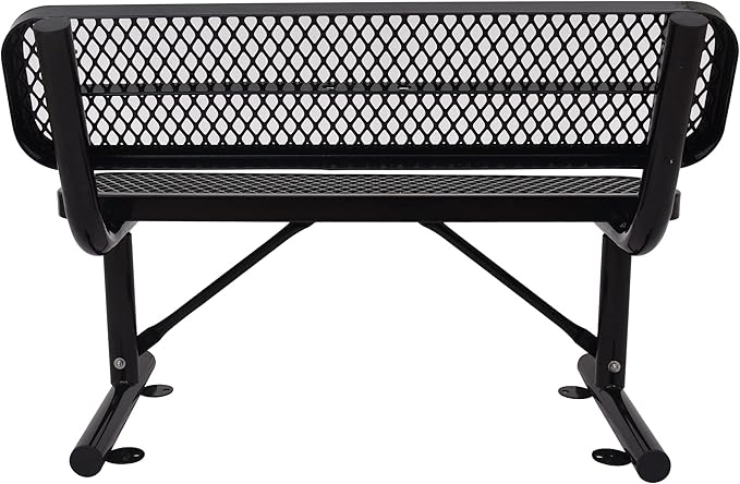 4/6/8 Feet Park Bench for Outside Heavy Duty Metal, Garden Benches Outdoor Bench with Backrest & Portable Frame, for Shopping Malls Stores Parks Patios Decks, Black-VerdiqueGarden