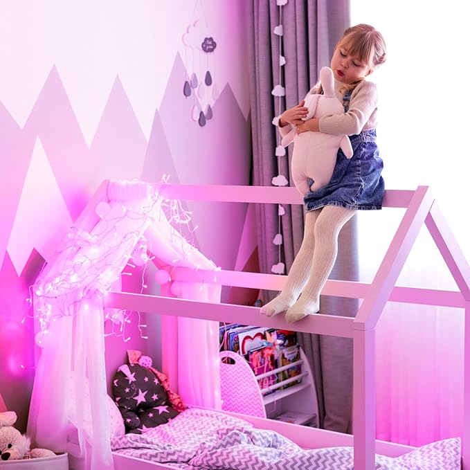 JMEXSUSS 66 Ft Pink Lights for Room Decor, 200 LED Pink String Fairy Christmas Lights Clear Wire Plug in for Bedroom Indoor Outdoor Girl's Room Decorations-VerdiqueGarden