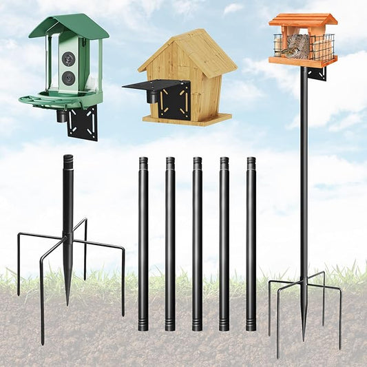 Bird Feeder Pole, 92in Adjustable Bird House Pole for Outdoors, Heavy Duty Smart Feeder Pole Mount Kit for Feeders, Birdhouse, Weather Station, Birdwatching-VerdiqueGarden