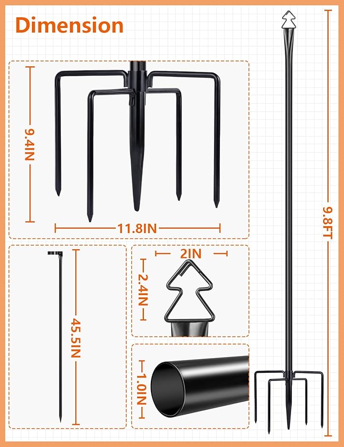 LOPANNY String Light Poles for Outside - 2 Pack 9.8FT Poles for Outdoor String Lights, Outdoor Light Poles for String Lights Hanging - Backyard, Garden, Patio, Deck Lighting Stand for Parties, Wedding-VerdiqueGarden