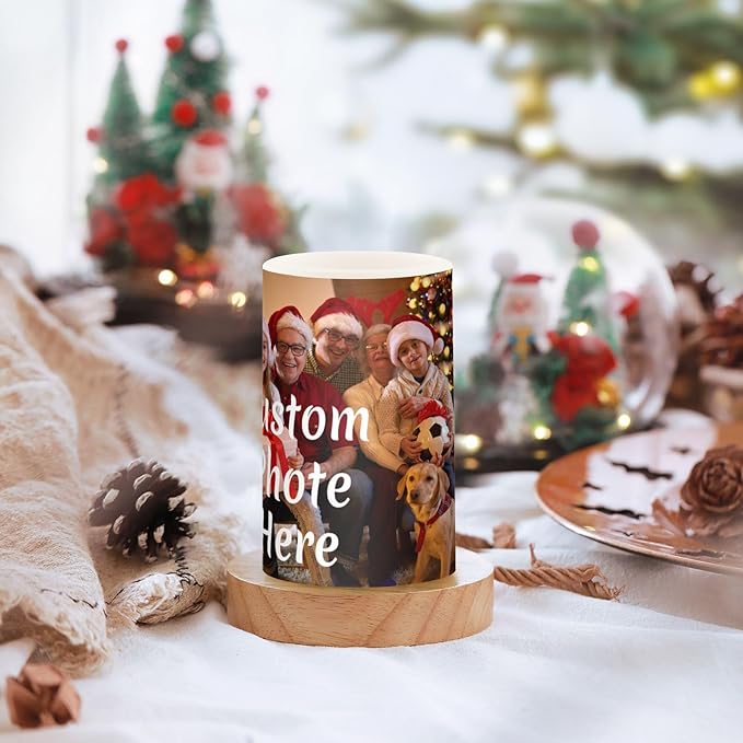 Personalized Flickering Flameless Candles, Custom Photo LED Candles Set of 2, Remote Timer Battery Operated Candle for Valentine Wedding Birthday-VerdiqueGarden