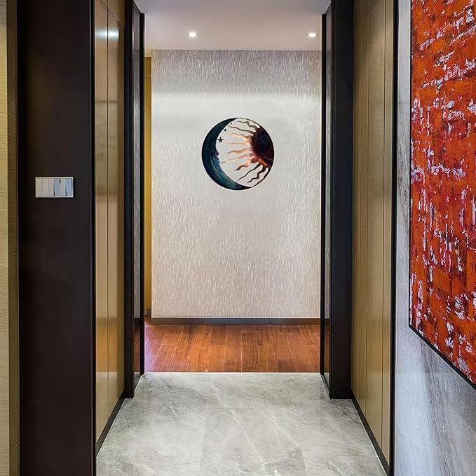 Jannity Metal Sun Wall Decor,11.02 Inches Large Metal Wall Art with Sun Moon Stars Retro Moon Sun Wall Decoration Hanging for Indoor Outdoor Patio Yard Home Garden-VerdiqueGarden