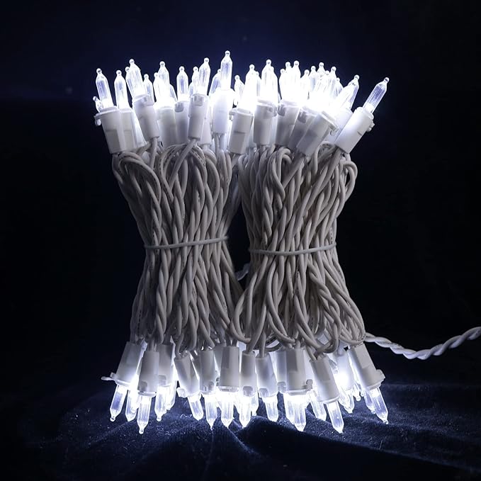 MULTI-SPARKING White LED Christmas Lights - 100 Count Cool White Christmas String Lights for Tree, Party, Wedding, Holiday, Indoor and Outdoor Decor, 33 Feet White Wire, UL Certified, Connectable-VerdiqueGarden