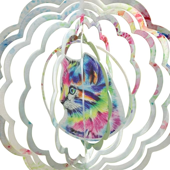 VP Home Colorful Cat Kinetic Wind Spinners for Yard and Garden Wind Spinner Outdoor Metal Large Hanging Cat Decor 3D Garden Art Wind Sculpture Spinners Cat Garden Decor Kinetic Art Garden Spinner-VerdiqueGarden