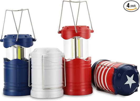 Lichamp LED Camping Lantern, 4 Pack Battery Powered Flashlight for Power Outages, Portable Collapsible Hanging Light Essential for Home, Outdoor, Emergency Lamp Survival Kit Gear for Hurricane, C2-VerdiqueGarden