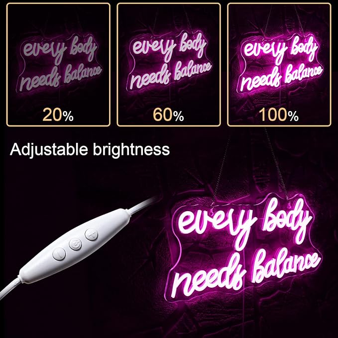 WLHOPE Every Body Needs Balance Neon Sign, Dimmable LED Neon Signs For Wall Decor,Connectivity Via USB Personalized Neon Signs,Spa Salon Led Light, Massage Neon Light, For Bedroom Living Room Decorate-VerdiqueGarden