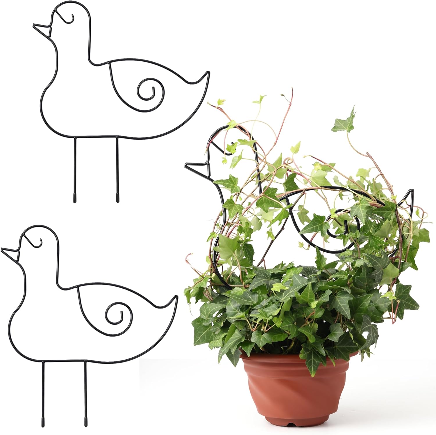 2 Pack Plant Trellis Indoor, 10.8" W x 13" H Small Trellis for Potted Plants, Decorative Trellis for Climbing Plants Indoor, Ideal for Vines on Tabletops, Balconies, Gardens and Lawns, Duck-Shaped-VerdiqueGarden