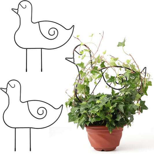 2 Pack Plant Trellis Indoor, 10.8" W x 13" H Small Trellis for Potted Plants, Decorative Trellis for Climbing Plants Indoor, Ideal for Vines on Tabletops, Balconies, Gardens and Lawns, Duck-Shaped-VerdiqueGarden