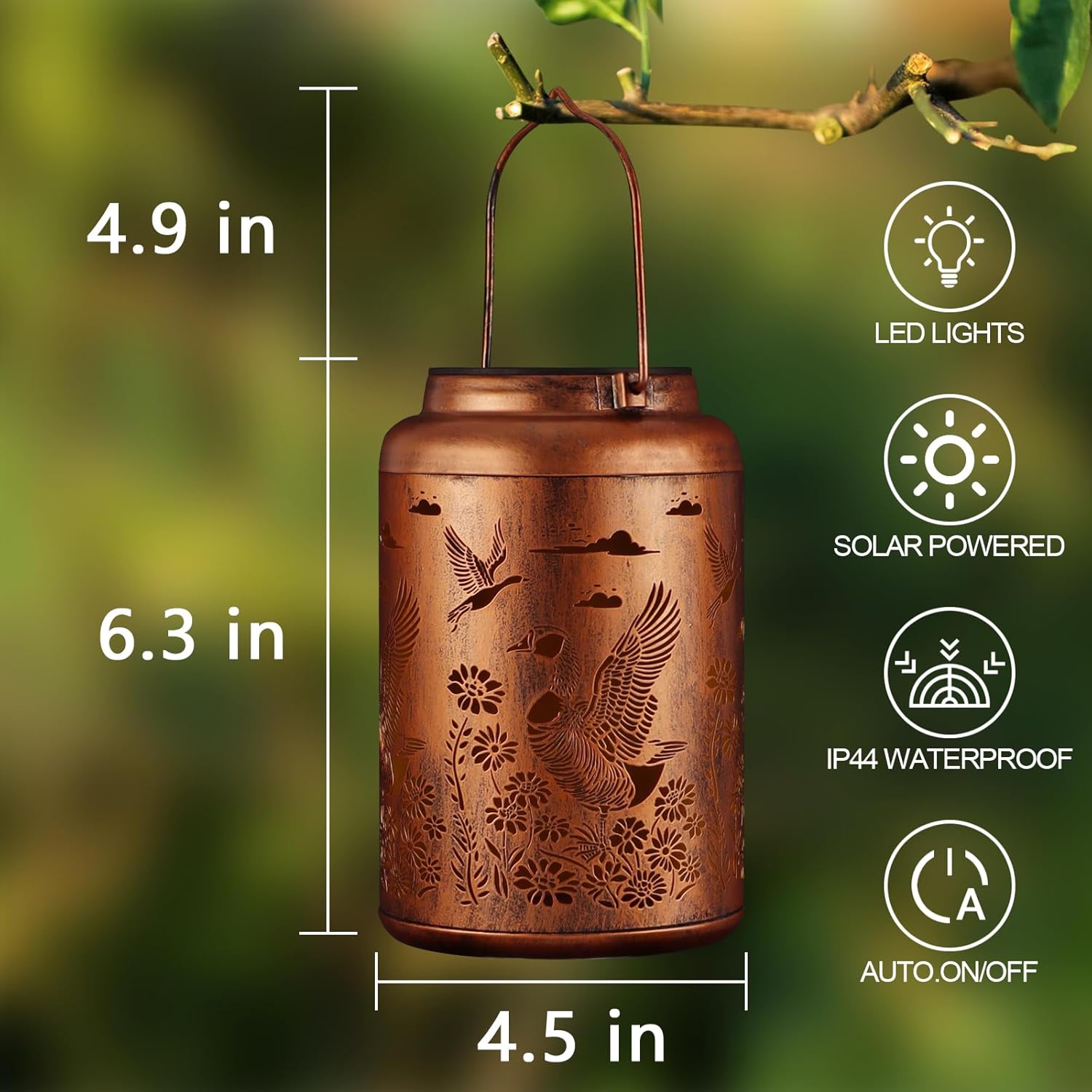 Solar Lanterns Outdoor Waterproof Garden Decor Birthday Gifts for Women Mom Grandma Hanging Lights Metal Decoration Outside for Yard, Patio,Backyard,Porch(Wild Goose)-VerdiqueGarden