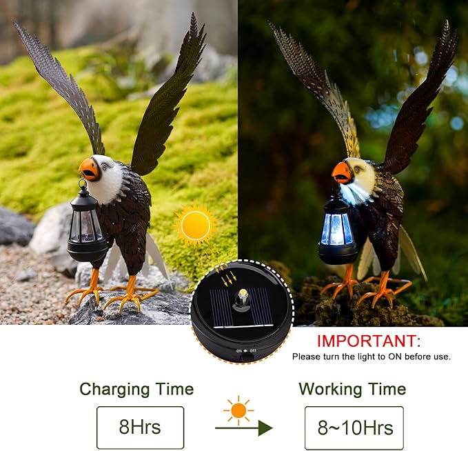 Nacome Metal Bald Eagle Large Outdoor Statues,Yard Decorations Outdoor Garden Sculptures & Statues，Garden Gifts-VerdiqueGarden