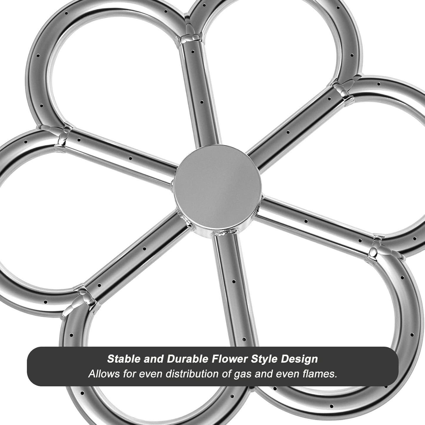 Skyflame 12-Inch Stainless Steel Fire Pit Burner, Flower-Shape Burner Ring for Fire Pit, Natural Gas & Propane Fireplace, Max BTU 90K-VerdiqueGarden
