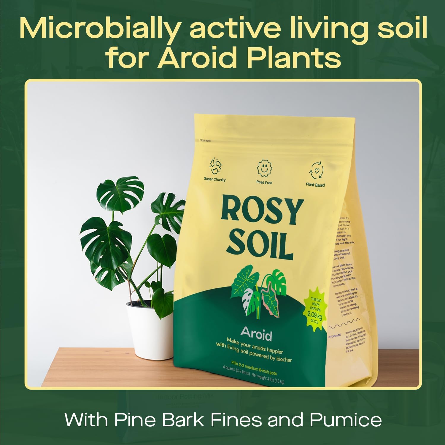 Rosy Soil Aroid Soil Potting Mix - Peat-Free, Microbially Active Biochar Powered Soil for Aroids - Superior Aeration & Drainage for Aroid Plants - Ideal for Indoor Gardening - 4 Quarts-VerdiqueGarden