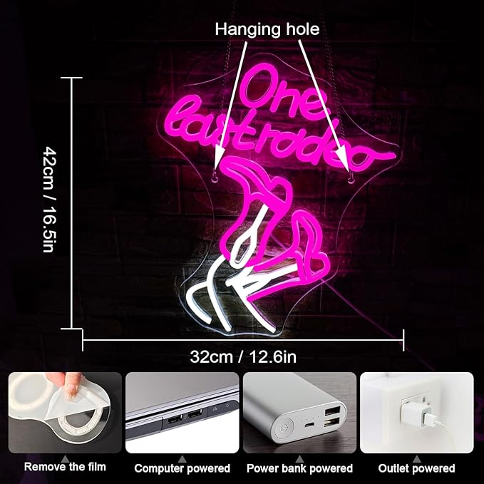 WLHOPE One Last Rodeo Neon Sign Cowboy Boots Neon Sign Led Sign,Dimmable Cowgirl Neon Signs for Wall Decor,Connectivity Via USB Licked Neon Light for Bedroom Home Bar Club Hotel Party Western Decor-VerdiqueGarden