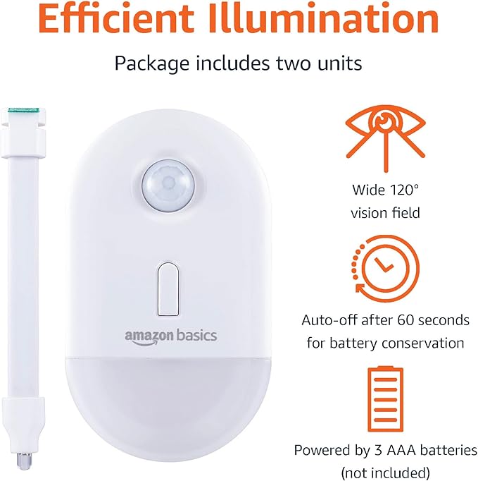 Amazon Basics Color Changing LED Toilet Bowl Motion Sensor Light, Battery Operated, 2 Pack, White-VerdiqueGarden