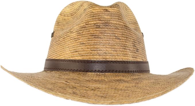Palm Leaf Straw Trilby Wide Brim Fedora Golf Sun Hat for Men or Women, UV UPF Protection Natural-VerdiqueGarden