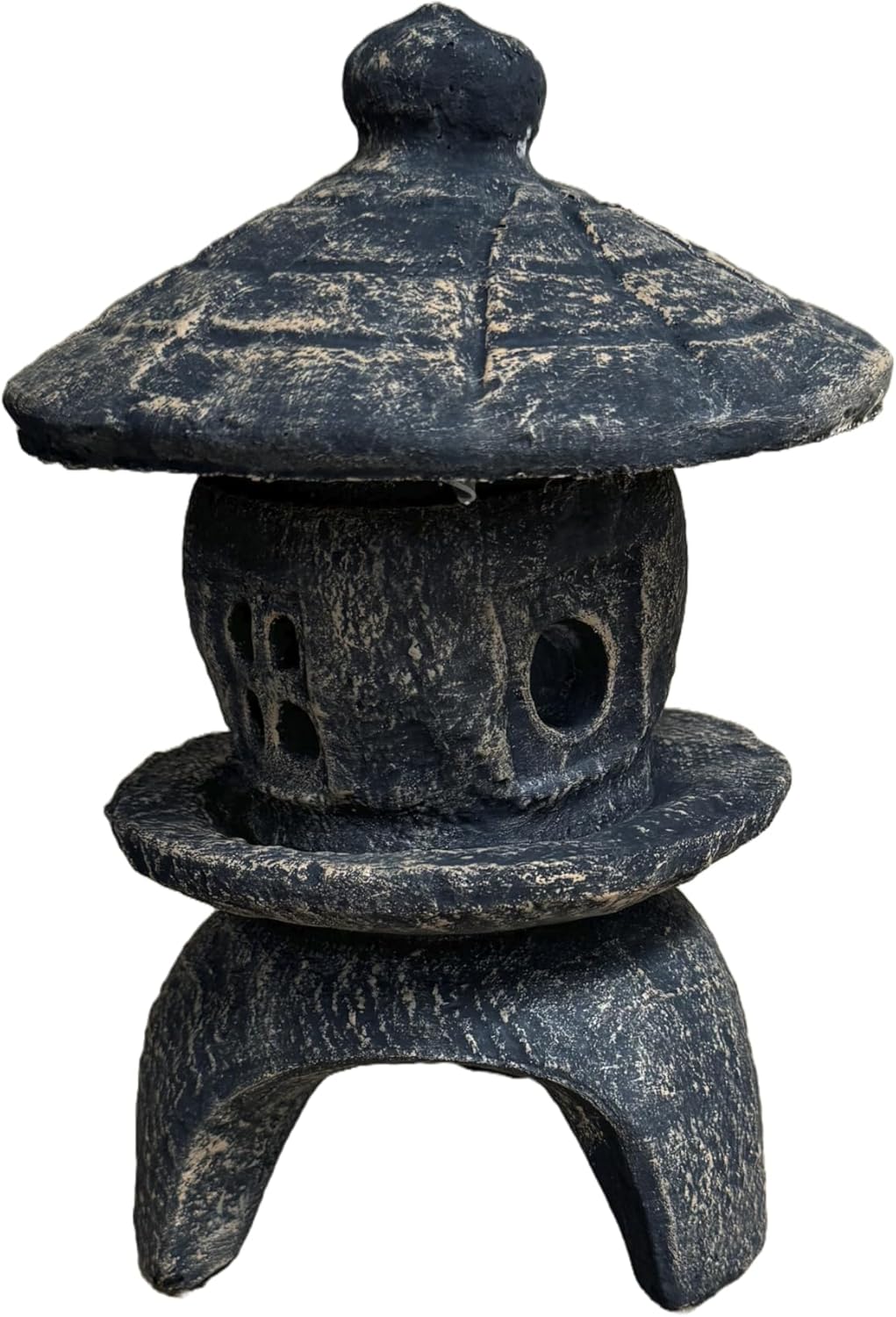 Solid Rock Stoneworks Small Round Concrete Pagoda Statue for Garden, Japanese/Chinese/Asian Style- Autumn Brown Color-VerdiqueGarden