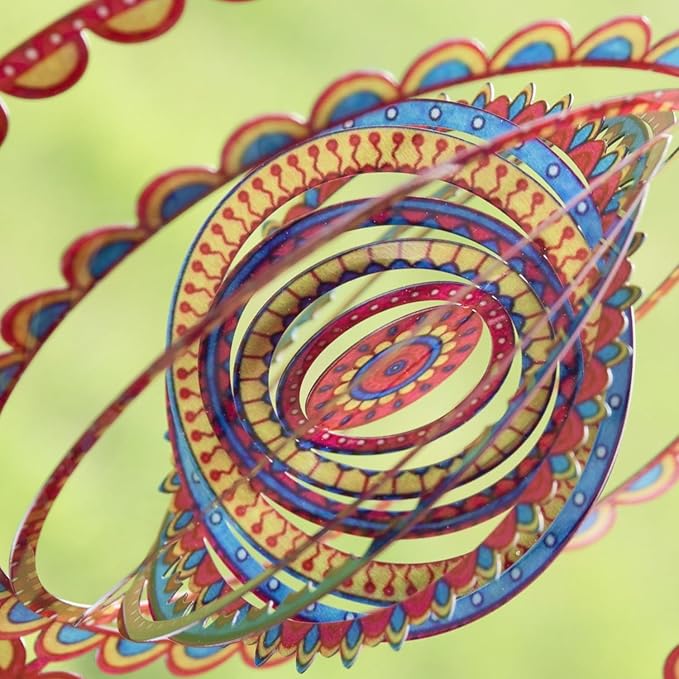 VP Home Sunrise Mandala Kinetic Wind Spinner for Yard and Garden Wind Spinner Outdoor Metal Large Hanging Mandala Decor 3D Garden Art Wind Sculpture Spinners-VerdiqueGarden