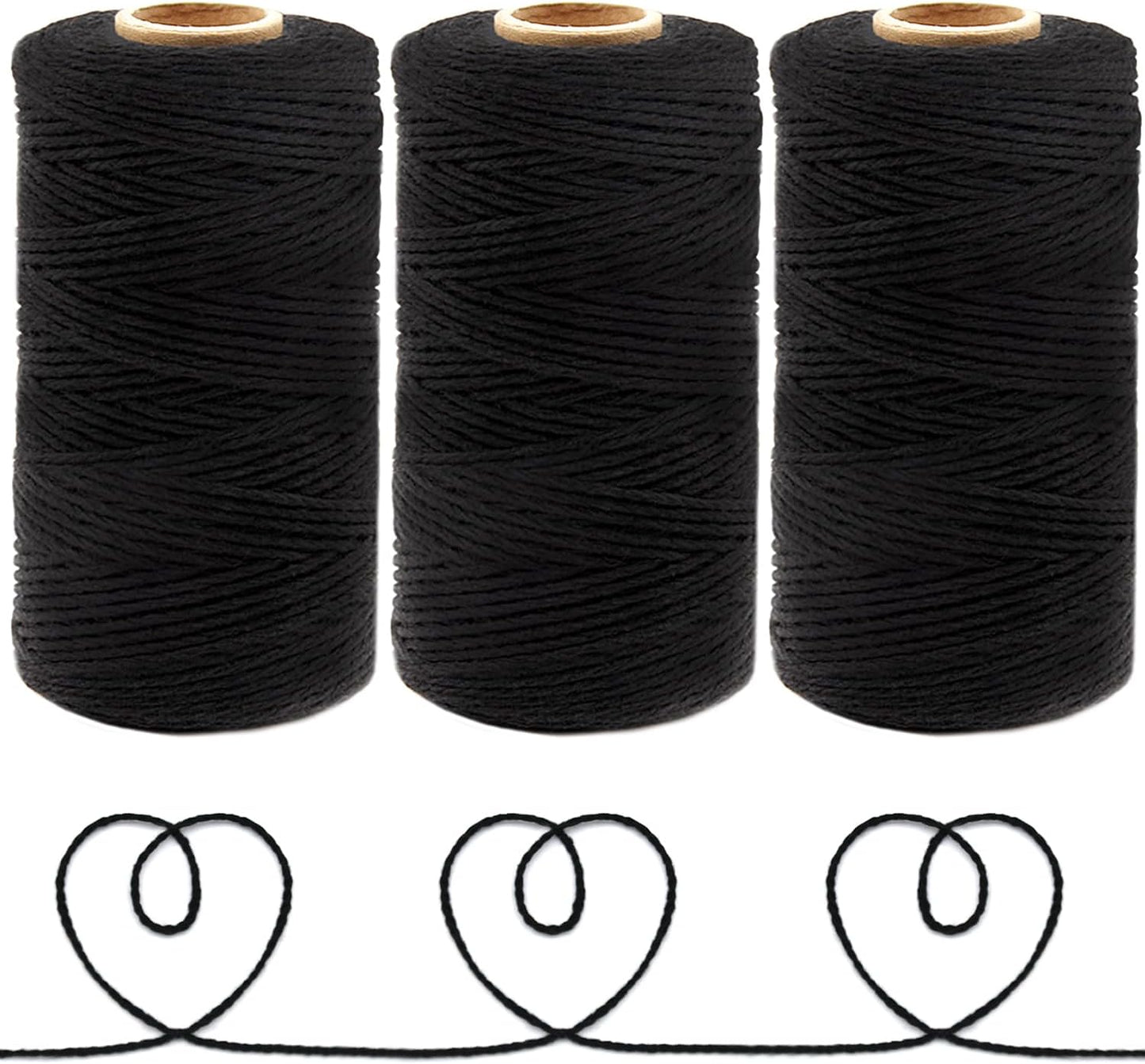 Anvin 984 Feet Cotton Jute Twine Pack - Natural, Black (Pack of 3, 10 Ply, 2mm Thick) for Bakers, Butchers, Arts & Crafts, Gardening-VerdiqueGarden