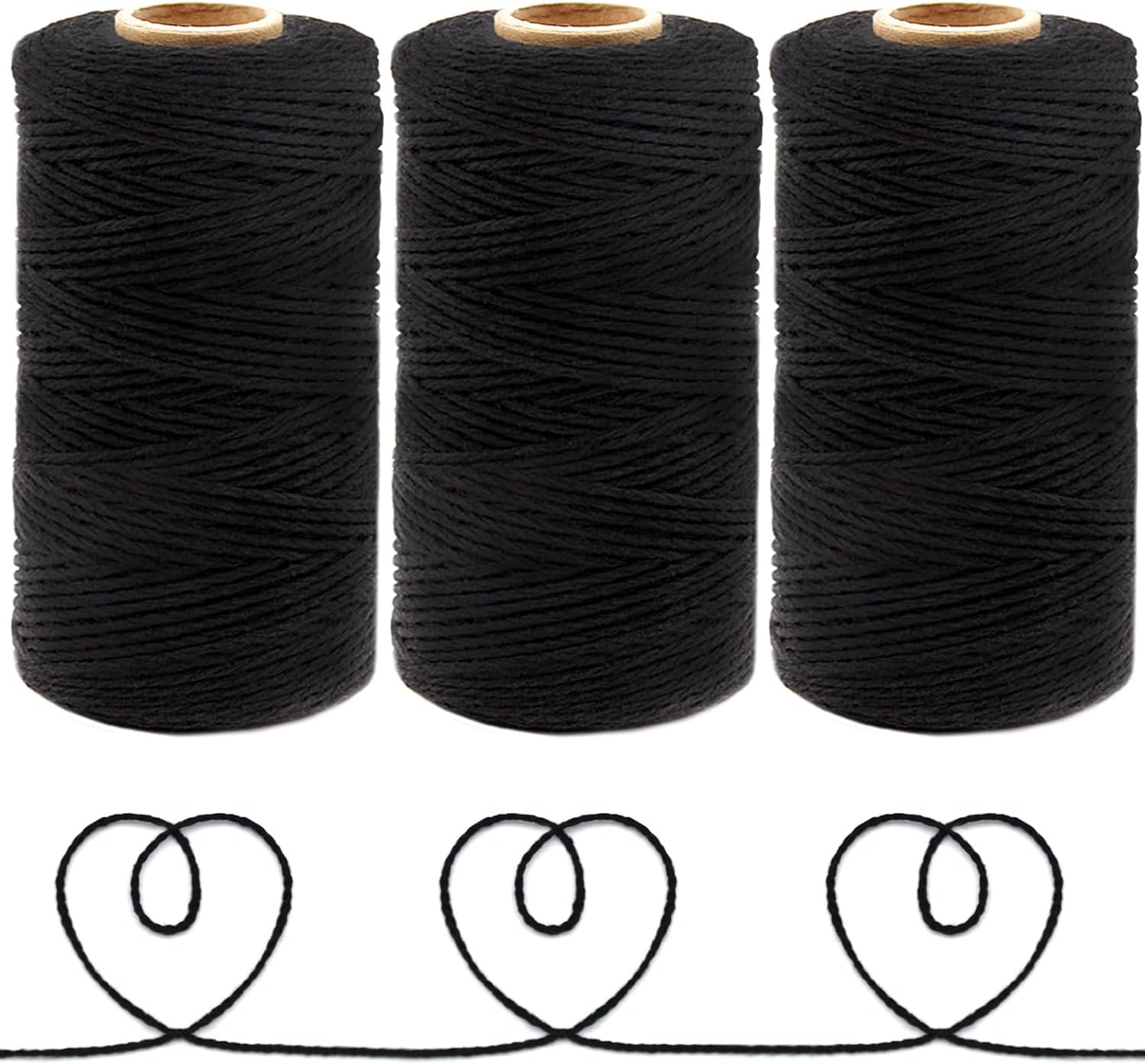 Anvin 984 Feet Cotton Jute Twine Pack - Natural, Black (Pack of 3, 10 Ply, 2mm Thick) for Bakers, Butchers, Arts & Crafts, Gardening-VerdiqueGarden